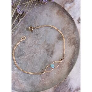 Vintage Krementz Gold Filled Opal Infinity Bracelet 7in